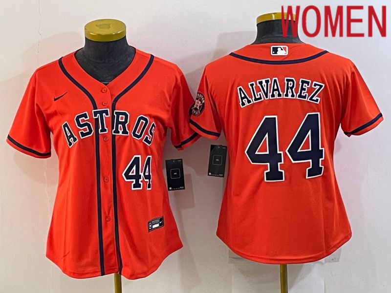 Women Houston Astros #44 Alvarez Orange Game Nike 2022 MLB Jerseys